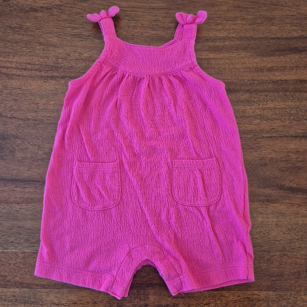 Carters Girls Pink Summer Bow Romper Size 12M